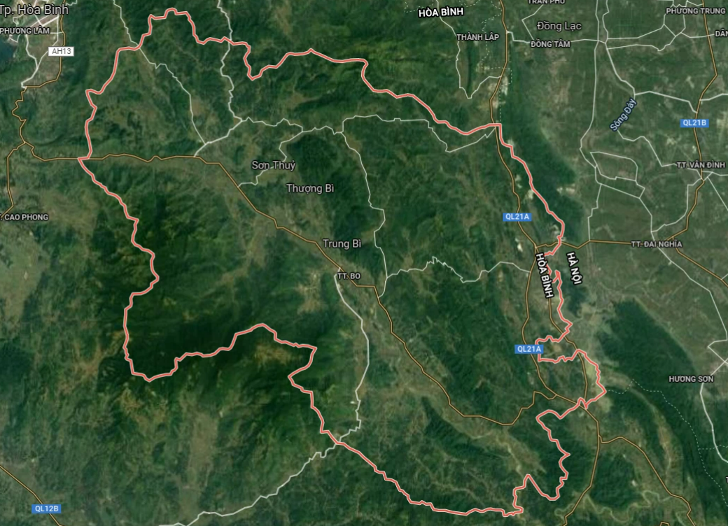 huyện Kim Bôi Hòa Bình trên bản đồ Vệ tinh